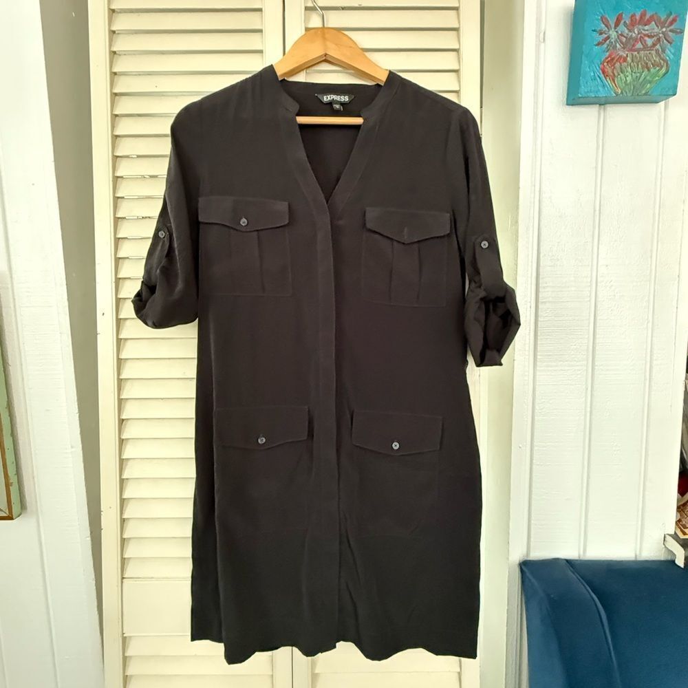 Express Black Collared Dress - Picture 2 of 6